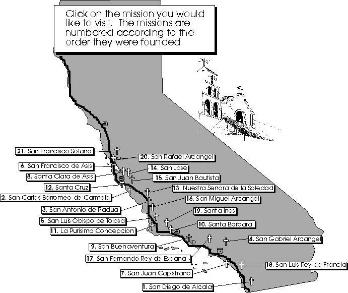 California Map of the Missions